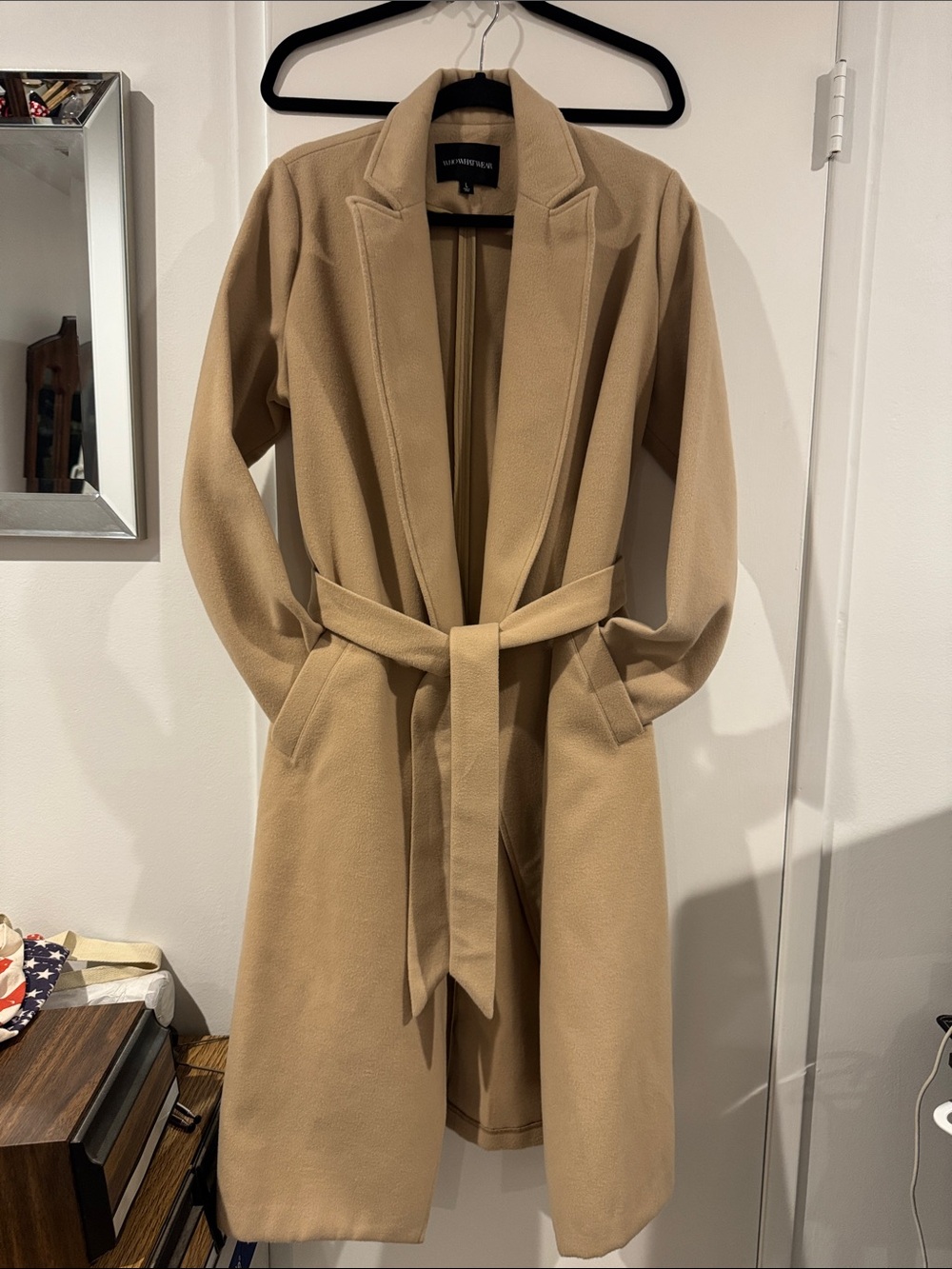 Womens Who What Wear Large -Camel Peacoat